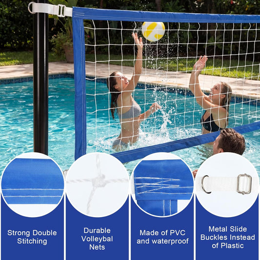 15X3 Ft Pool Volleyball Net for Inground Pools with 4 Metal Buckle and Storage Bag Durable Upgraded Swimming 2026 Newly Upgraded Volleyball Net for Summer Family Party and Adult Games