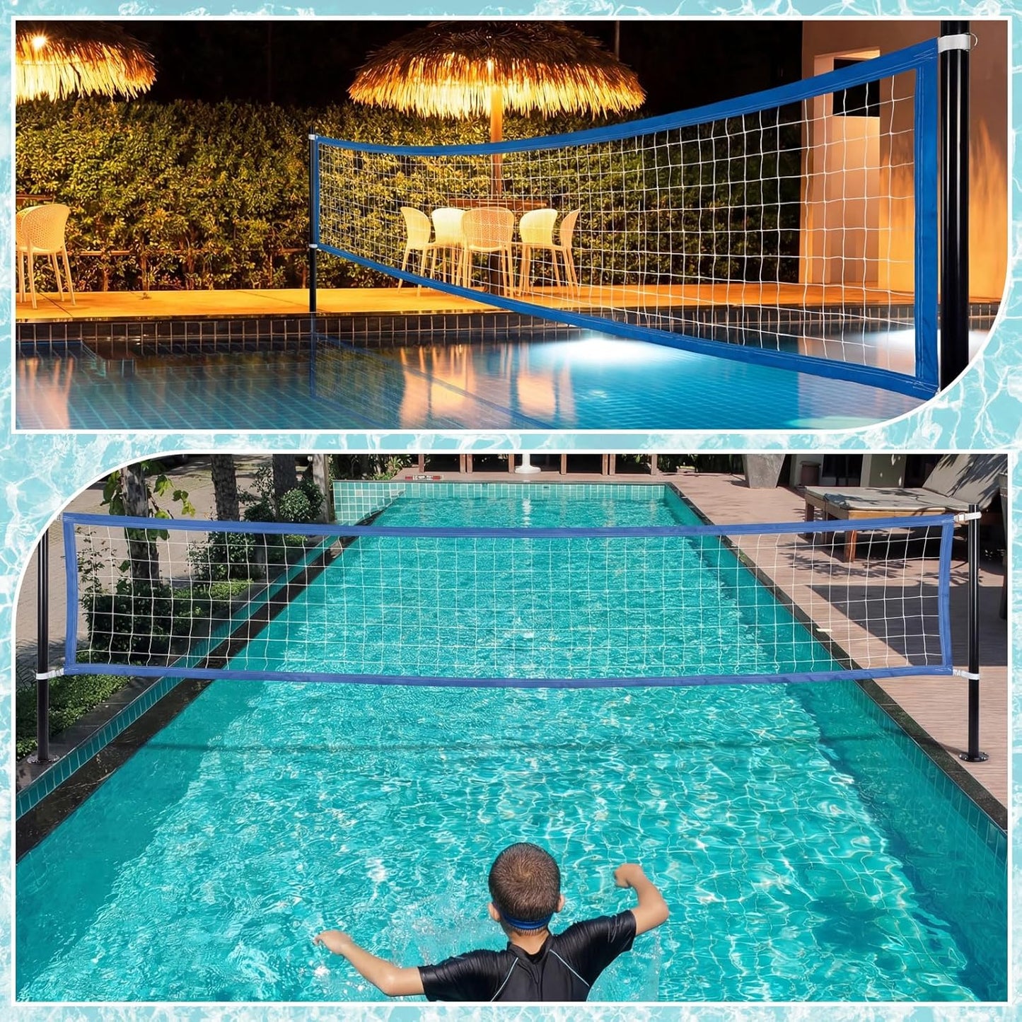 15X3 Ft Pool Volleyball Net for Inground Pools with 4 Metal Buckle and Storage Bag Durable Upgraded Swimming 2026 Newly Upgraded Volleyball Net for Summer Family Party and Adult Games