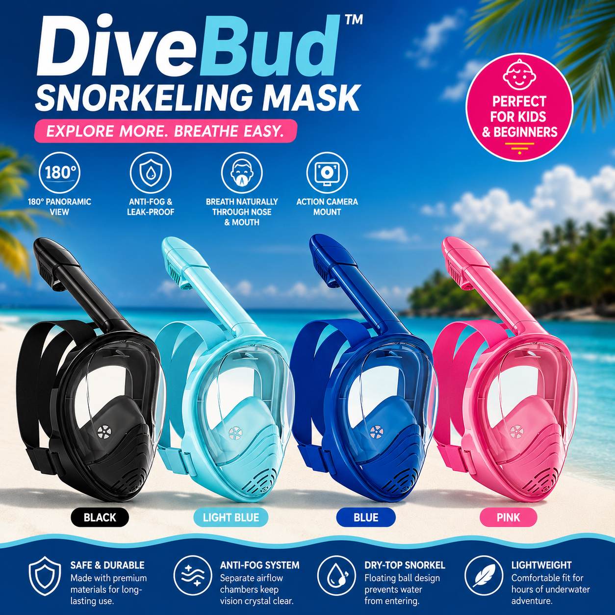 DiveBud™ Kids Snorkel Mask
