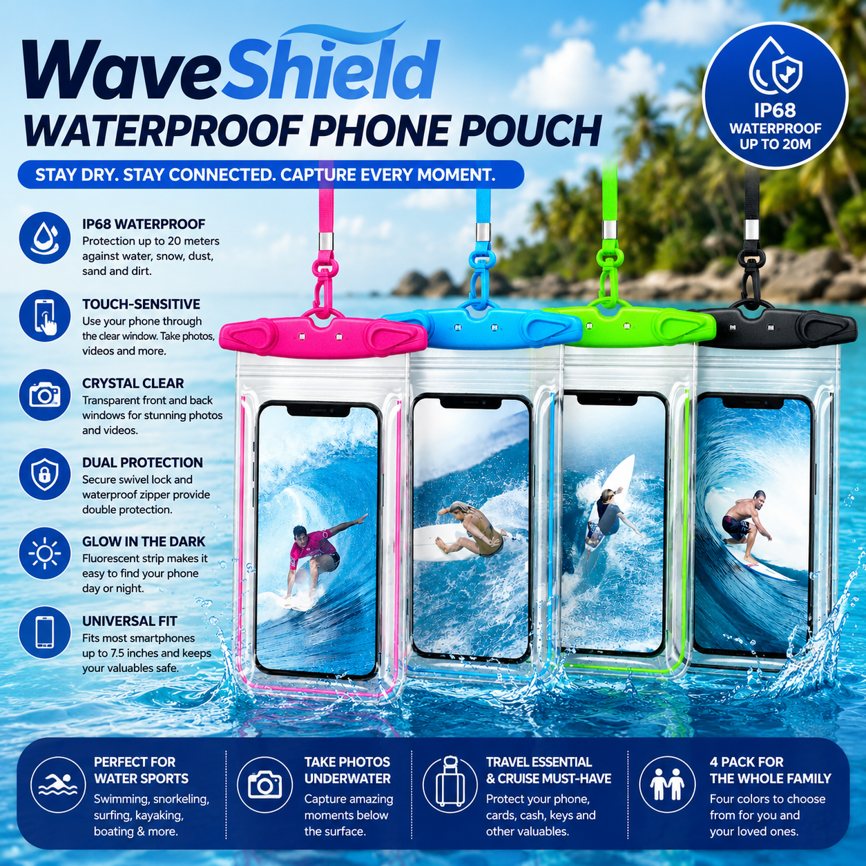 WaveShield™ Waterproof Phone Pouch 4 Set